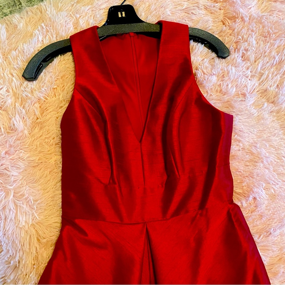 WOMANS gown- beautiful red, luxury fabric.Mother of the groom dress